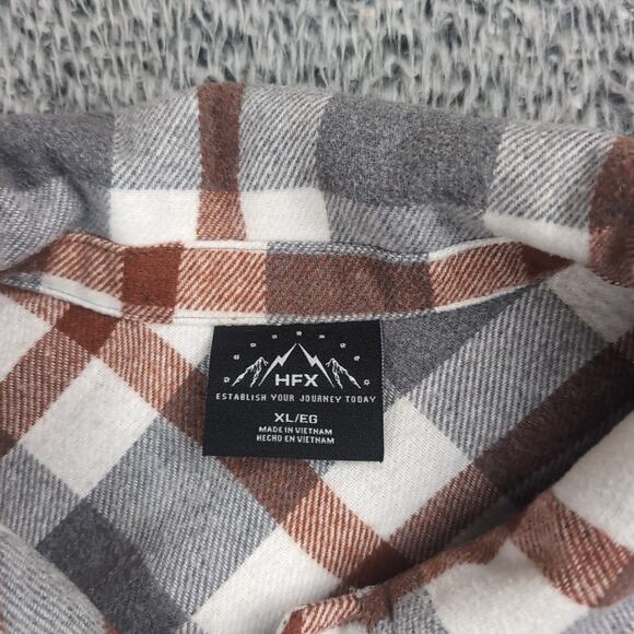 HFX Jacket Men Extra Large Gray Plaid Shacket Flannel Snap Button Outdoor Collar - Picture 2 of 6